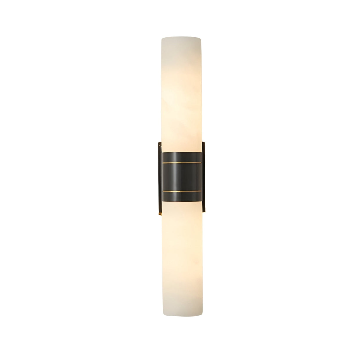 Velaris 2 Light Double Alabaster Wall Light - Soft White & Black