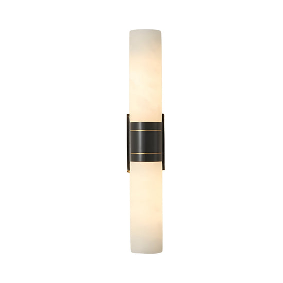Velaris 2 Light Double Alabaster Wall Light - Soft White & Black