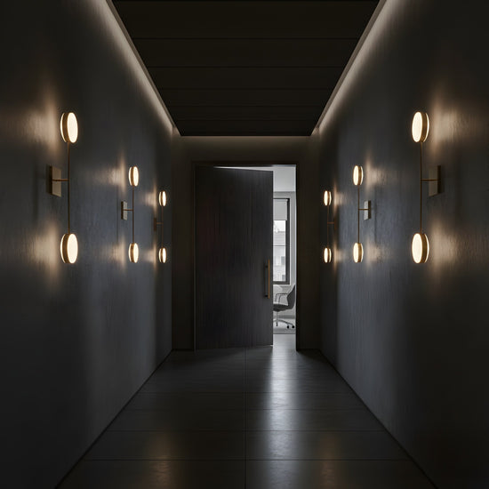 Marvello LED Twin Sphere Alabaster Wall Light - Brushed Brass
