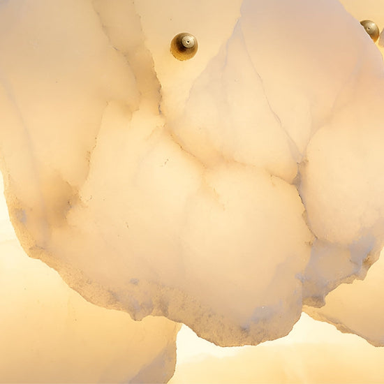 Solvane LED Large Petal Alabaster Linear Chandelier - Soft White & Brass