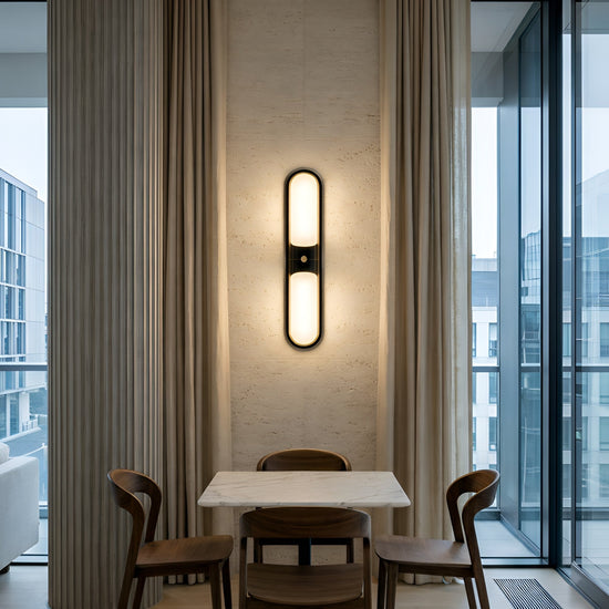 Lunaris LED Capsule Alabaster Wall Light - Black & Brass