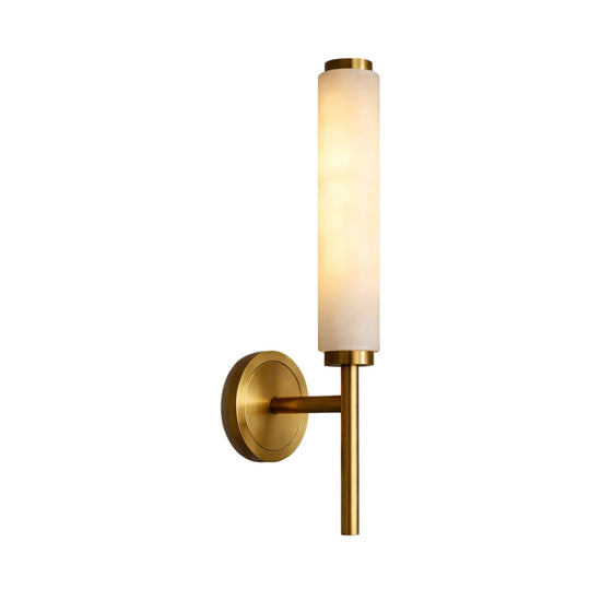 Noctera LED Alabaster Column Wall Light - Brushed Brass