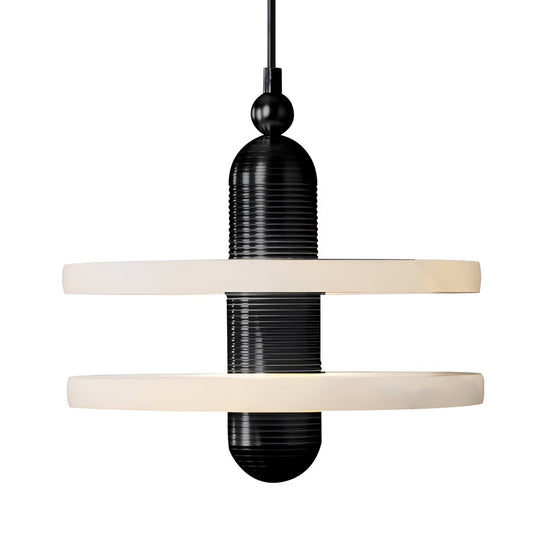 Nyxara Small Double Tiered Alabaster LED Pendant Light - Soft White & Black