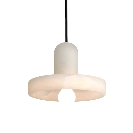 Ophira Small Alabaster Disc Pendant Light - Soft White & Matt Black