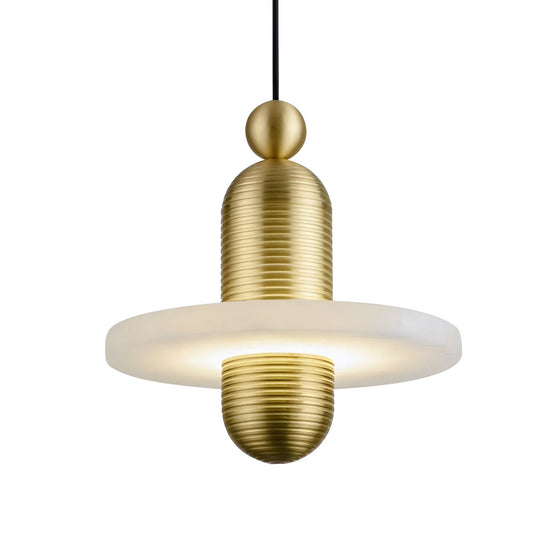 Nyxara LED Small Tiered Alabaster Pendant Light - Soft White & Gold