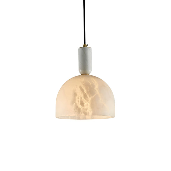 Belvix Small Dome Alabaster Pendant Light - Soft White & Brushed Brass