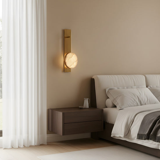Marvello LED Alabaster Disc Wall Light - Brushed Brass