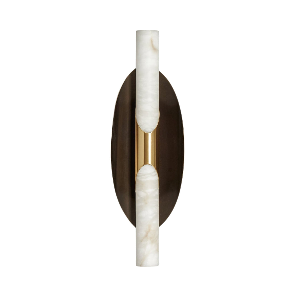Virexa LED Oval Backplate Alabaster Wall Light - Black & Brushed Brass