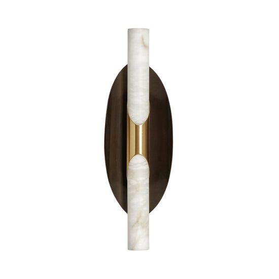 Virexa LED Oval Backplate Alabaster Wall Light - Black & Brushed Brass