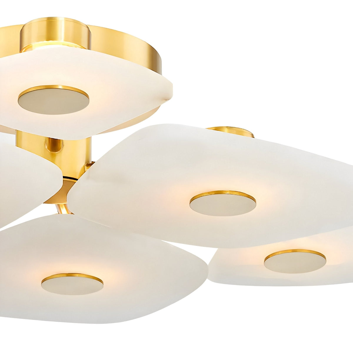 Calyra Large LED Alabaster Semi-Flush Ceiling Light - Brass