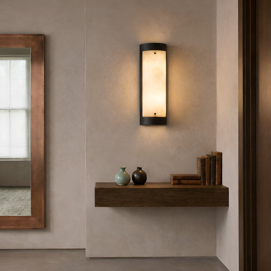 Elantra LED Vertical Alabaster Wall Light Small - Black