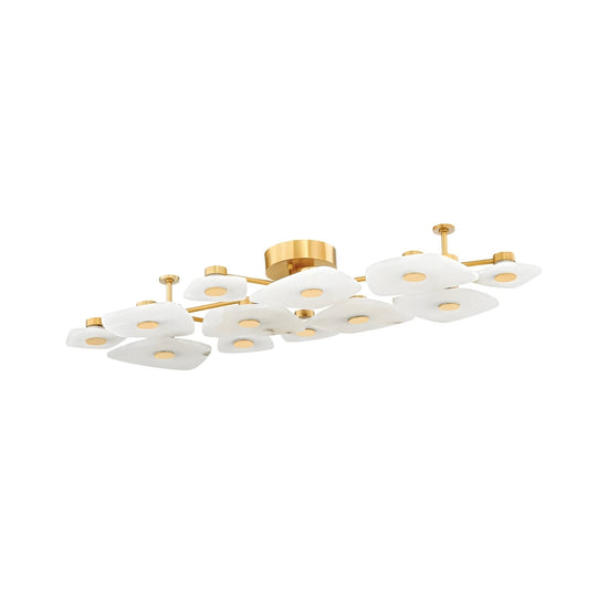 Calyra Large LED Alabaster Semi-Flush Ceiling Light - Brass