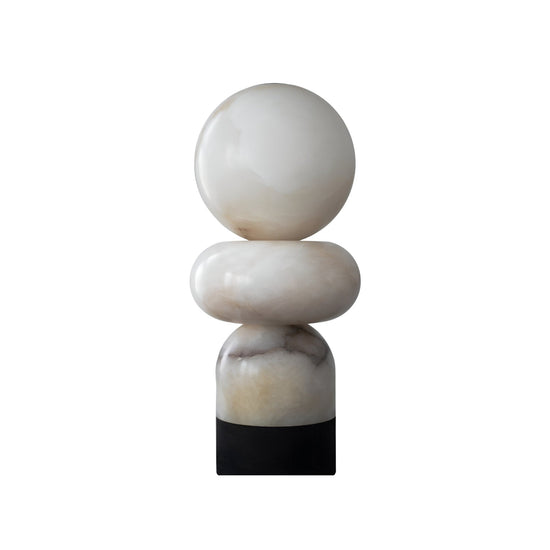 Talmera Small Sculptural Sphere Alabaster Table Lamp - Soft White & Black