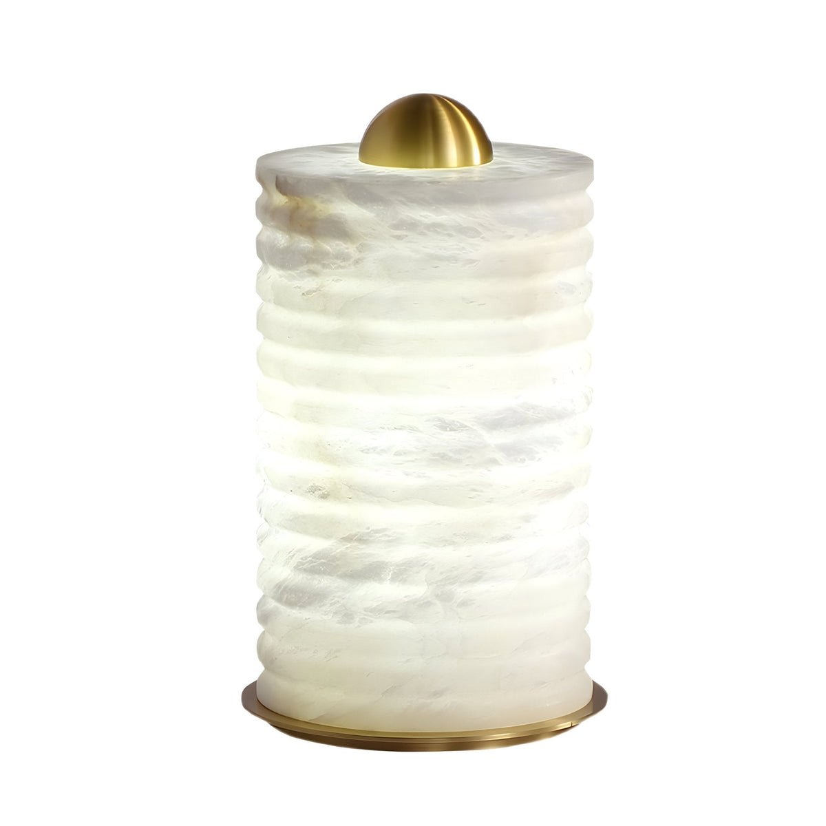 Aurelior LED Ribbed Alabaster Table Lamp - Natural Brass