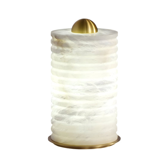 Aurelior LED Ribbed Alabaster Table Lamp - Natural Brass