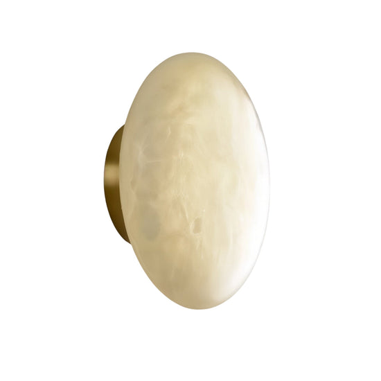 Solenne LED Halo Alabaster Wall Light Small - Brushed Brass