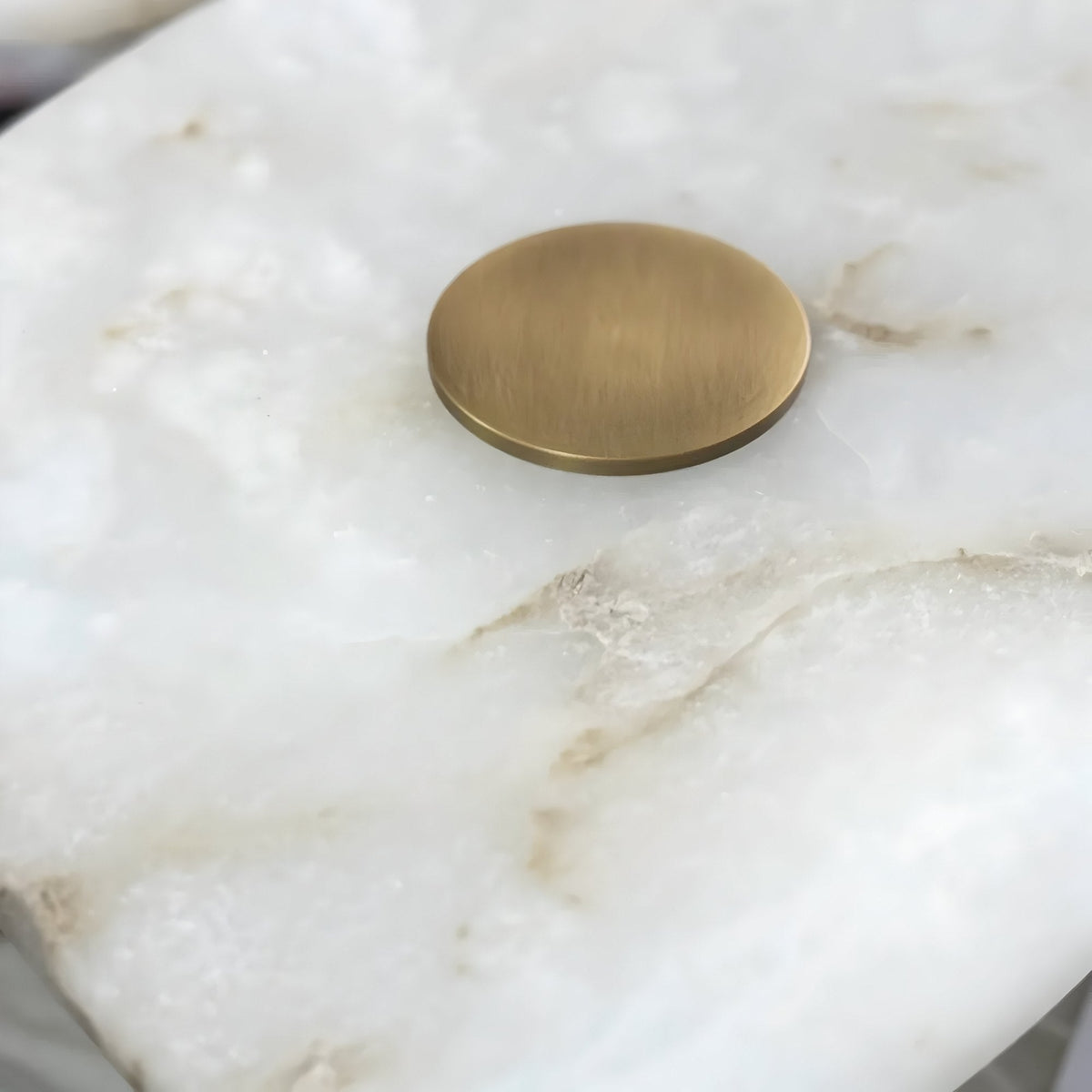 Calyra Large LED Alabaster Semi-Flush Ceiling Light - Brass