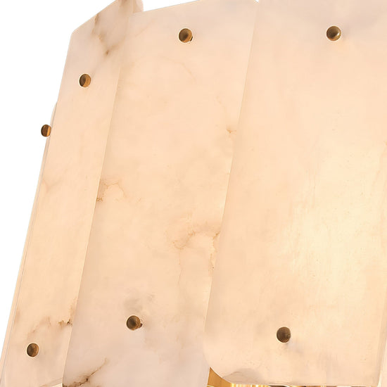 Caldrin 10 Light Tiered Panel Alabaster Chandelier - Soft White & Brass