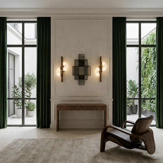 Lyra LED Twin Disc Alabaster Wall Light - Brushed Brass