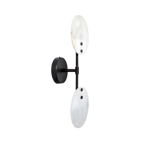Althia LED Alabaster Wall Light - Matte Black & Soft White