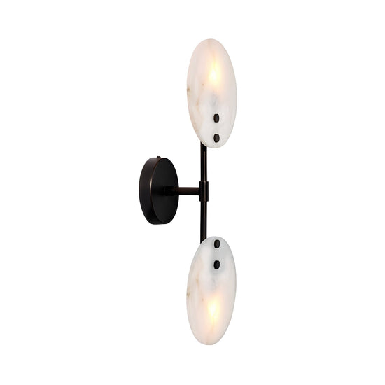 Althia LED Alabaster Wall Light - Matte Black & Soft White
