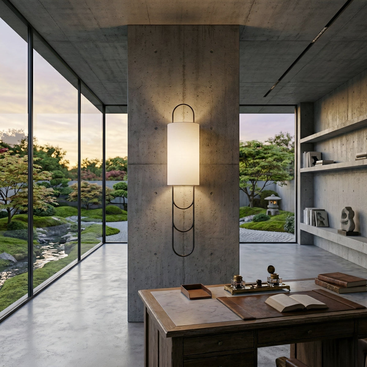 Catenis 2 Light Loop Frame Alabaster Wall Light