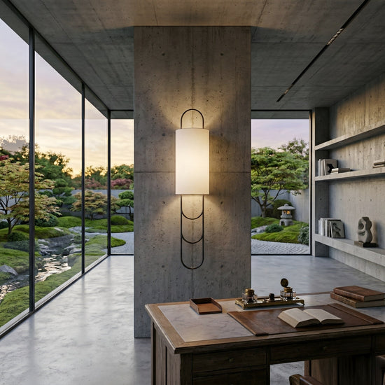 Catenis 2 Light Loop Frame Alabaster Wall Light - Matt Black
