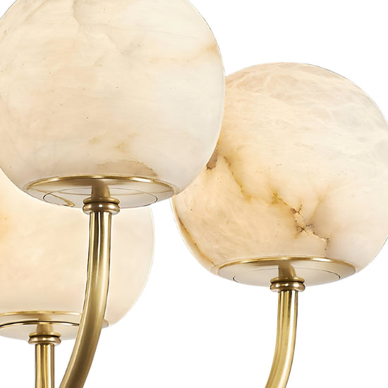 Aurelio 8 Light Alabaster Globe Chandelier - Brushed Brass
