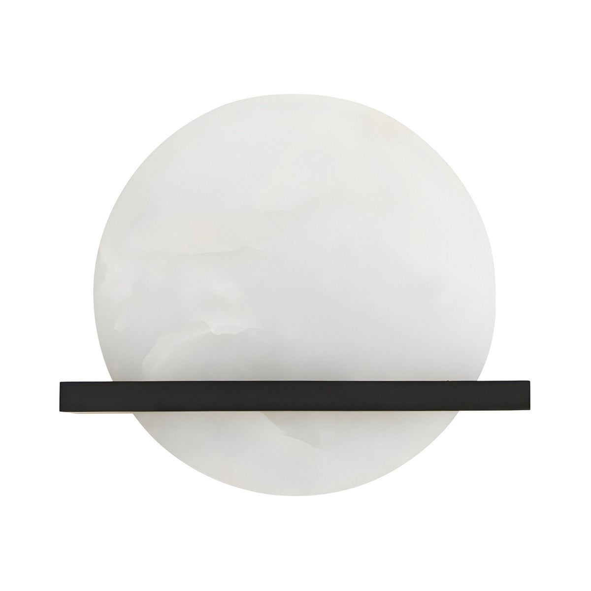 Caldris LED Circular Alabaster Wall Light - Matt Black