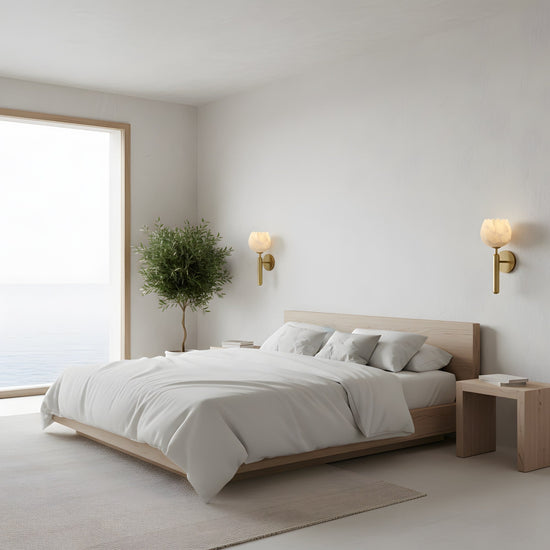 Olivaro Petal Alabaster Wall Light - Brushed Brass