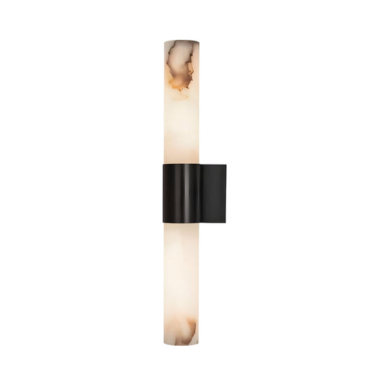 Fiora LED Alabaster Wall Light - Matt Black & Soft White