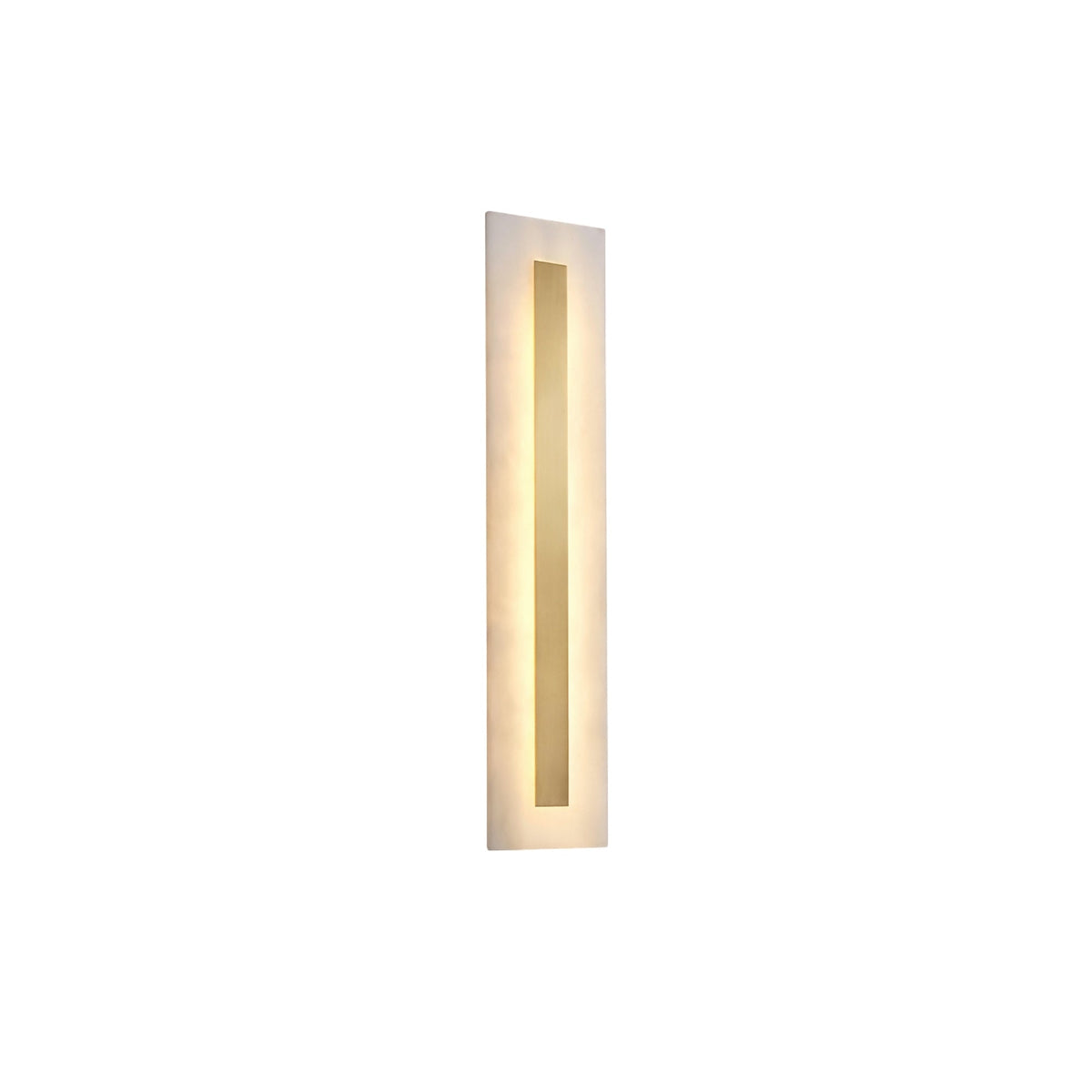 Averra LED Small Rectangle Alabaster Wall Light - Soft White & Brass