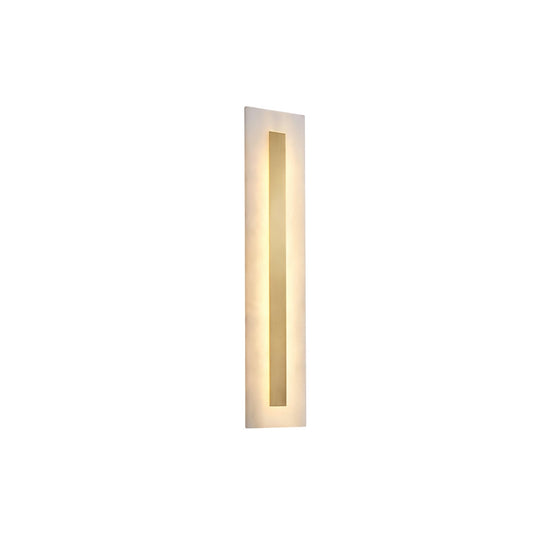 Averra LED Small Rectangle Alabaster Wall Light - Soft White & Brass