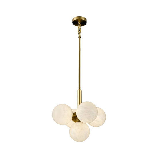 Astra 5 Light Alabaster Chandelier - Soft White & Brushed Brass