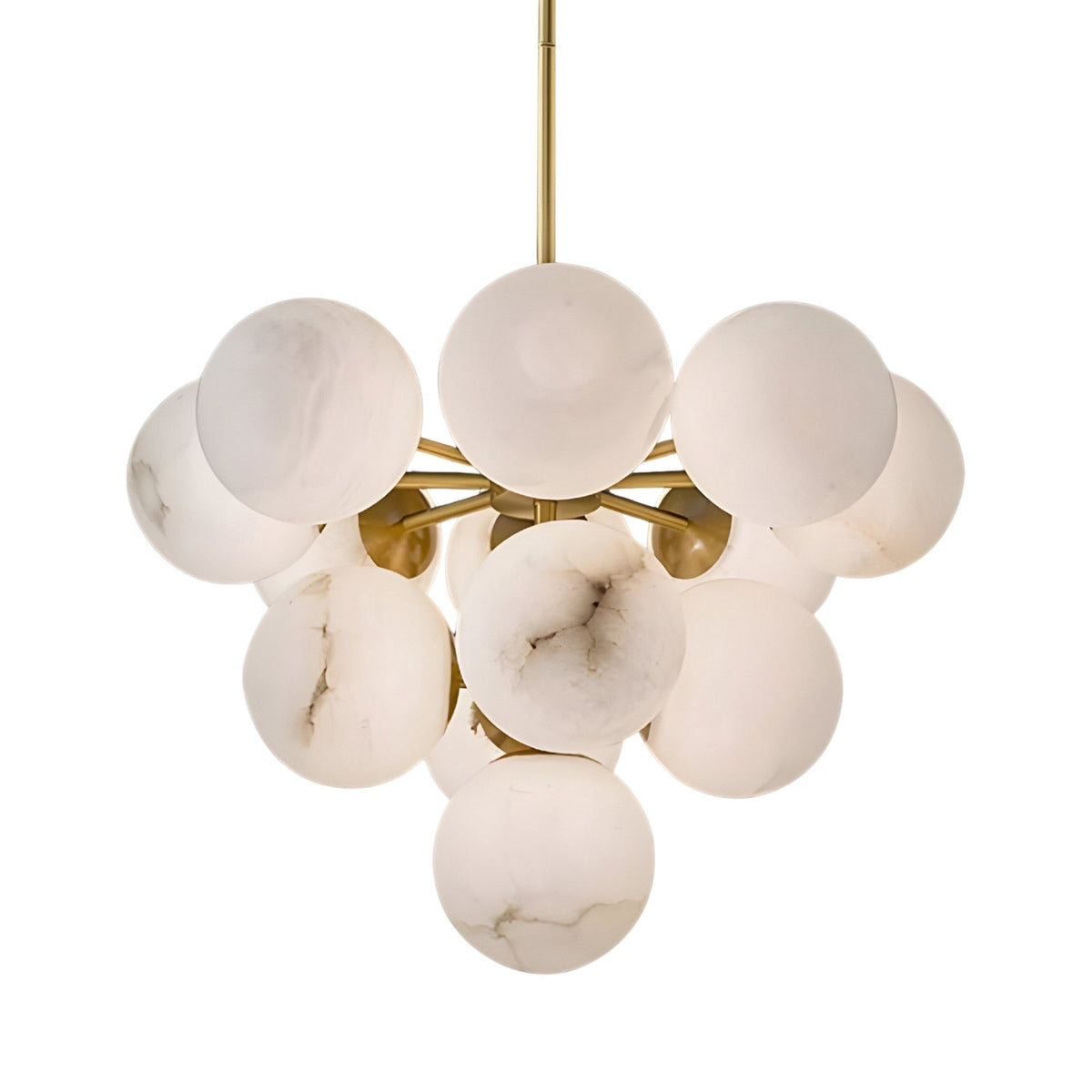 Astra 13 Light Alabaster Cluster Chandelier - Brushed Brass