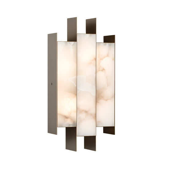 Tessaro LED Layered Panel Alabaster Wall Light - Soft White & Black
