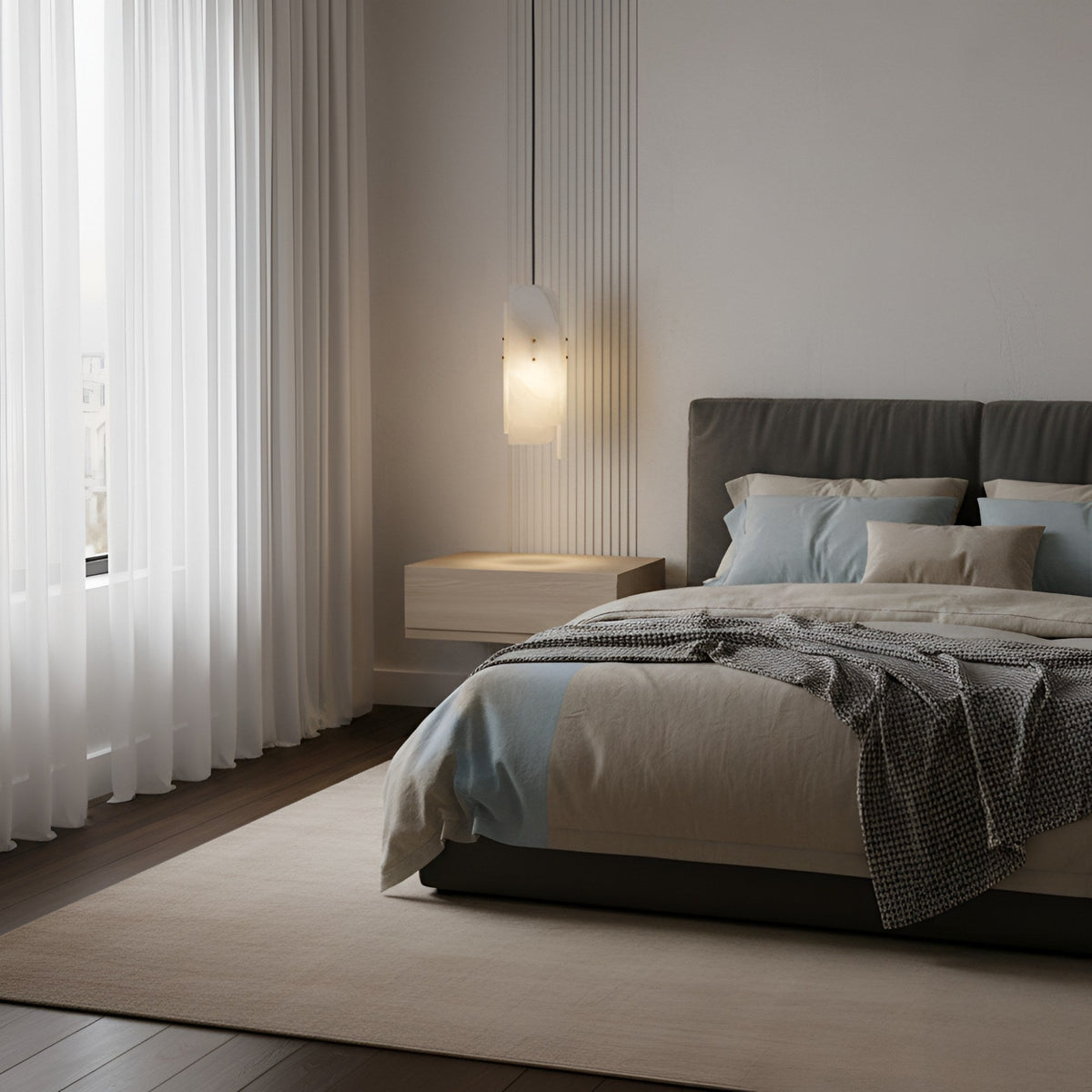 Lioren Vertical Slab Alabaster Pendant Light - Soft White