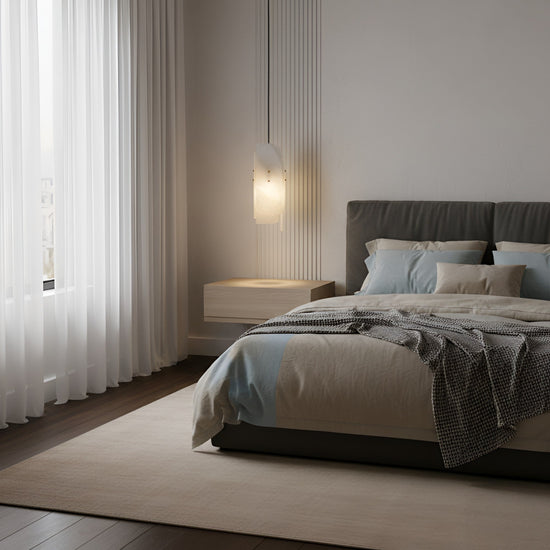 Lioren Vertical Slab Alabaster Pendant Light - Soft White