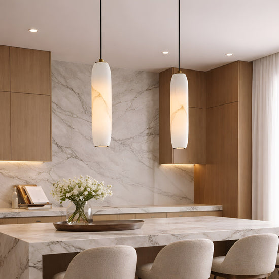 Vireth Large Cylinder Alabaster Pendant Light - Soft White