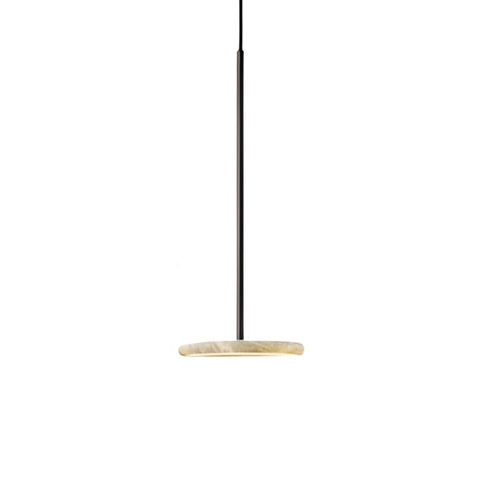 Xarelix LED Floating Disc Alabaster Pendant Light - Matt Black