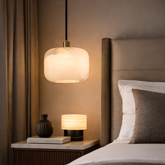 Calvex Small Rounded Alabaster Pendant Light - Soft White
