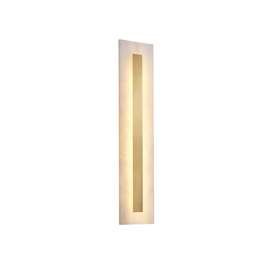 Averra LED Medium Rectangle Alabaster Wall Light - Soft White & Brass