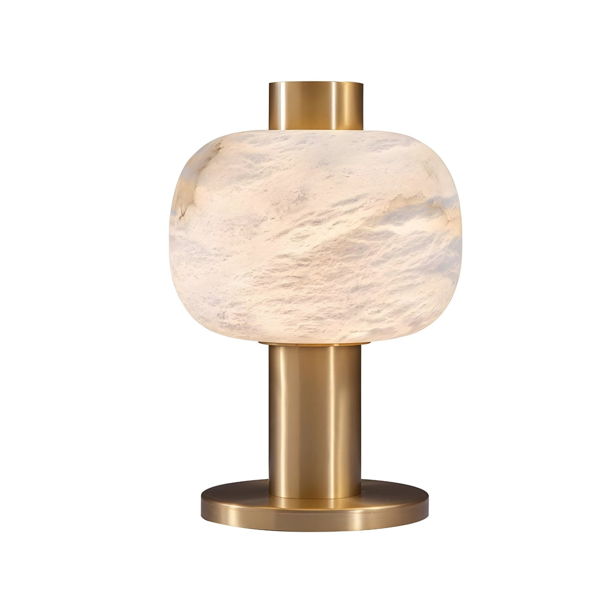Marveta Large Rounded Alabaster Table Lamp - Soft White & Brass