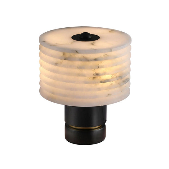 Stravion Small Ribbed Alabaster Table Lamp - Soft White & Black