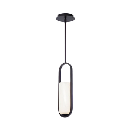 Eliona Capsule Alabaster Pendant Light - Matt Black