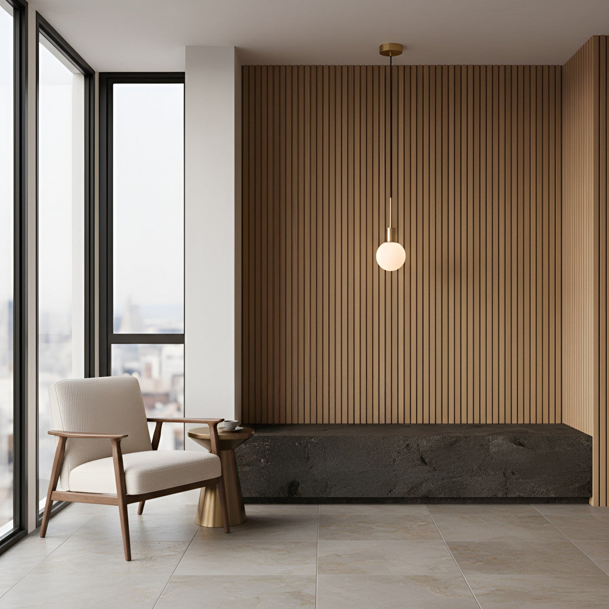 Astra 1 Light Alabaster Pendant Light - Soft White & Brushed Brass