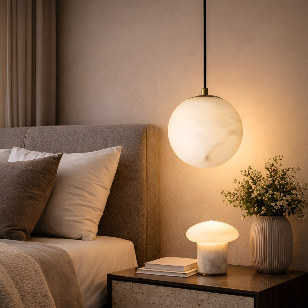 Lyvane Alabaster Globe Pendant Light