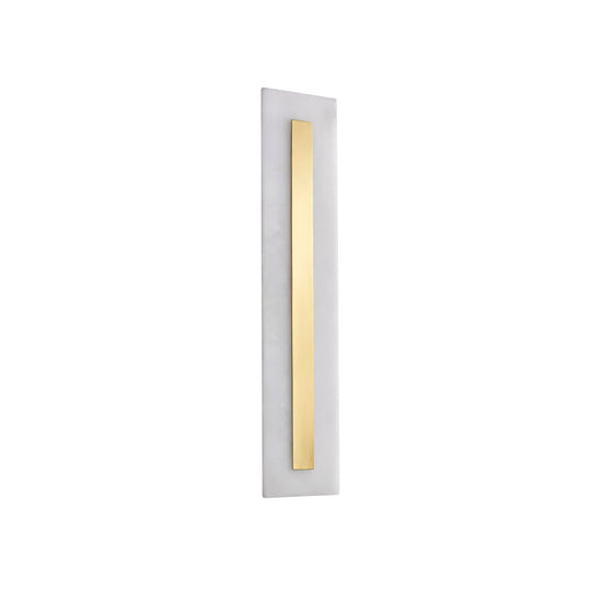 Averra LED Medium Rectangle Alabaster Wall Light - Soft White & Brass