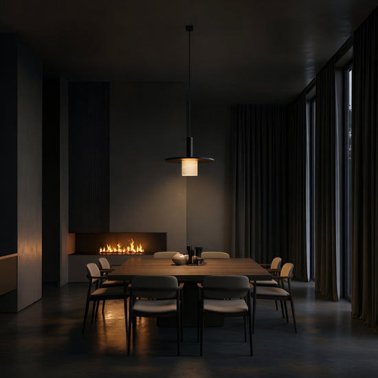 Norevia Cube Alabaster Pendant Light - Matte Black