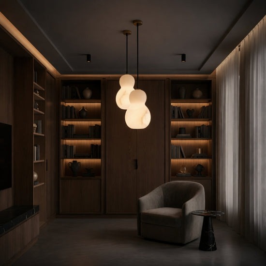 Orlune LED Sculpted Pear Alabaster Pendant Light - Soft White